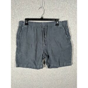 Faherty Brand Mens Linen Drawstring Shorts Slate Blue Grey Elastic Waist Size L